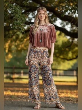 Love Shack Fancy Bohemian Velvet Blouse NWOT